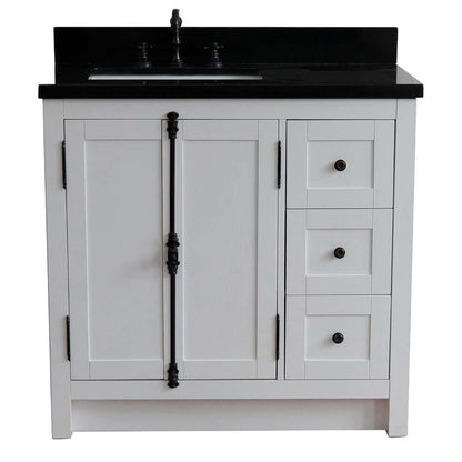 37" Single vanity in Glacier Ash finish with Black galaxy top and rectangle sink - Left doors/Left sink - 400100-37L-GA-BGR