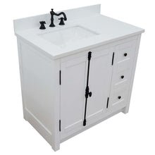 Load image into Gallery viewer, 37&quot; Single vanity in Glacier Ash finish with White quartz top and rectangle sink - Left doors/Left sink - 400100-37L-GA-WER