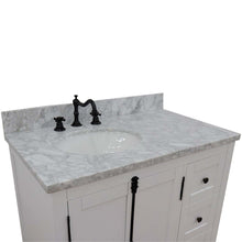 Load image into Gallery viewer, 37&quot; Single vanity in Glacier Ash finish with White Carrara top and oval sink - Left doors/Left sink - 400100-37L-GA-WMO