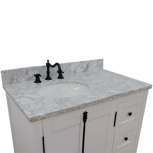 37" Single vanity in Glacier Ash finish with White Carrara top and oval sink - Left doors/Left sink - 400100-37L-GA-WMO