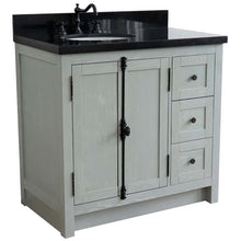 Load image into Gallery viewer, 37&quot; Single vanity in Gray Ash finish with Black galaxy top and oval sink - Left doors/Left sink - 400100-37L-GYA-BGO
