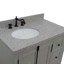 Load image into Gallery viewer, 37&quot; Single vanity in Gray Ash finish with Gray granite top and oval sink - Left doors/Left sink - 400100-37L-GYA-GYO