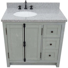 Load image into Gallery viewer, 37&quot; Single vanity in Gray Ash finish with Gray granite top and oval sink - Left doors/Left sink - 400100-37L-GYA-GYO