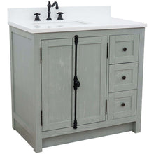 Load image into Gallery viewer, 37&quot; Single vanity in Gray Ash finish with White quartz top and rectangle sink - Left doors/Left sink - 400100-37L-GYA-WER