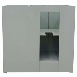 37" Single vanity in Gray Ash finish with White quartz top and rectangle sink - Left doors/Left sink - 400100-37L-GYA-WER