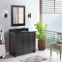 Load image into Gallery viewer, 37&quot; Single vanity in Brown Ash finish with Black galaxy top and oval sink - Right doors/Right sink - 400100-37R-BA-BGO