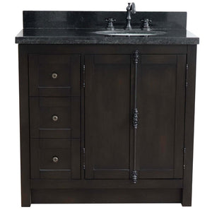 37" Single vanity in Brown Ash finish with Black galaxy top and oval sink - Right doors/Right sink - 400100-37R-BA-BGO
