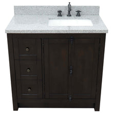 Load image into Gallery viewer, 37&quot; Single vanity in Brown Ash finish with Gray granite top and rectangle sink - Right doors/Right sink - 400100-37R-BA-GYR