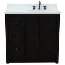 Load image into Gallery viewer, 37&quot; Single vanity in Brown Ash finish with White quartz top and rectangle sink - Right doors/Right sink - 400100-37R-BA-WER