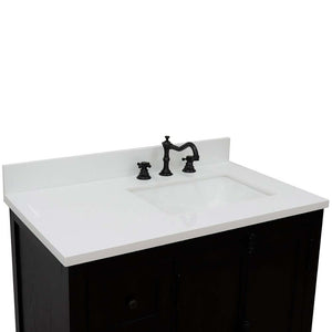 37" Single vanity in Brown Ash finish with White quartz top and rectangle sink - Right doors/Right sink - 400100-37R-BA-WER