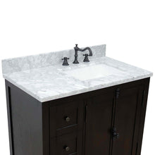 Load image into Gallery viewer, 37&quot; Single vanity in Brown Ash finish with White Carrara top and rectangle sink - Right doors/Right sink - 400100-37R-BA-WMR