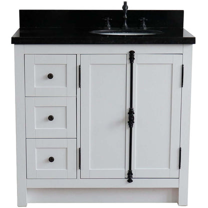 37" Single vanity in Glacier Ash finish with Black galaxy top and oval sink - Right doors/Right sink - 400100-37R-GA-BGO