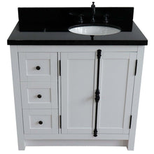 Load image into Gallery viewer, 37&quot; Single vanity in Glacier Ash finish with Black galaxy top and oval sink - Right doors/Right sink - 400100-37R-GA-BGO