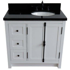 37" Single vanity in Glacier Ash finish with Black galaxy top and oval sink - Right doors/Right sink - 400100-37R-GA-BGO