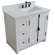 Load image into Gallery viewer, 37&quot; Single vanity in Glacier Ash finish with White quartz top and rectangle sink - Right doors/Right sink - 400100-37R-GA-WER