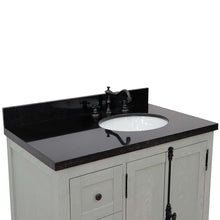 Load image into Gallery viewer, 37&quot; Single vanity in Gray Ash finish with Black galaxy top and oval sink - Right doors/Right sink - 400100-37R-GYA-BGO