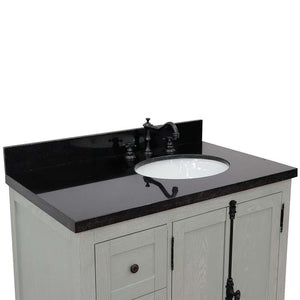 37" Single vanity in Gray Ash finish with Black galaxy top and oval sink - Right doors/Right sink - 400100-37R-GYA-BGO