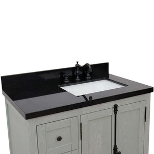 37" Single vanity in Gray Ash finish with Black galaxy top and rectangle sink - Right doors/Right sink - 400100-37R-GYA-BGR