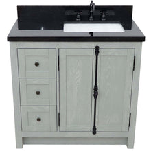 Load image into Gallery viewer, 37&quot; Single vanity in Gray Ash finish with Black galaxy top and rectangle sink - Right doors/Right sink - 400100-37R-GYA-BGR