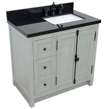 Load image into Gallery viewer, 37&quot; Single vanity in Gray Ash finish with Black galaxy top and rectangle sink - Right doors/Right sink - 400100-37R-GYA-BGR