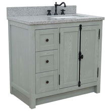 Load image into Gallery viewer, 37&quot; Single vanity in Gray Ash finish with Gray granite top and rectangle sink - Right doors/Right sink - 400100-37R-GYA-GYR