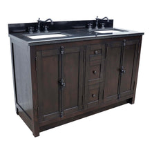 Load image into Gallery viewer, 55&quot; Double vanity in Brown Ash finish with Black Galaxy top and rectangle sink - 400100-55-BA-BG