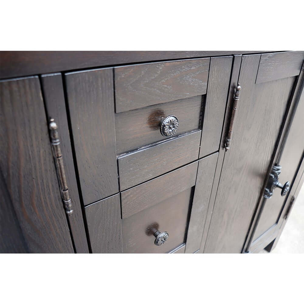 55" Double vanity in Brown Ash finish with Gray Granite top and rectangle sink - 400100-55-BA-GY