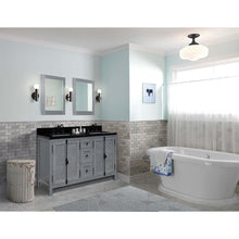Load image into Gallery viewer, 55&quot; Double vanity in Gray Ash finish with Black Galaxy granite top and rectangle sink - 400100-55-GYA-BG