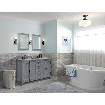 55" Double vanity in Gray Ash finish with Gray granite top and rectangle sink - 400100-55-GYA-GY