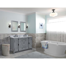 Load image into Gallery viewer, 55&quot; Double vanity in Gray Ash finish with White Carrara marble top and rectangle sink - 400100-55-GYA-WM