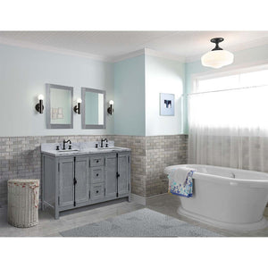 55" Double vanity in Gray Ash finish with White Carrara marble top and rectangle sink - 400100-55-GYA-WM