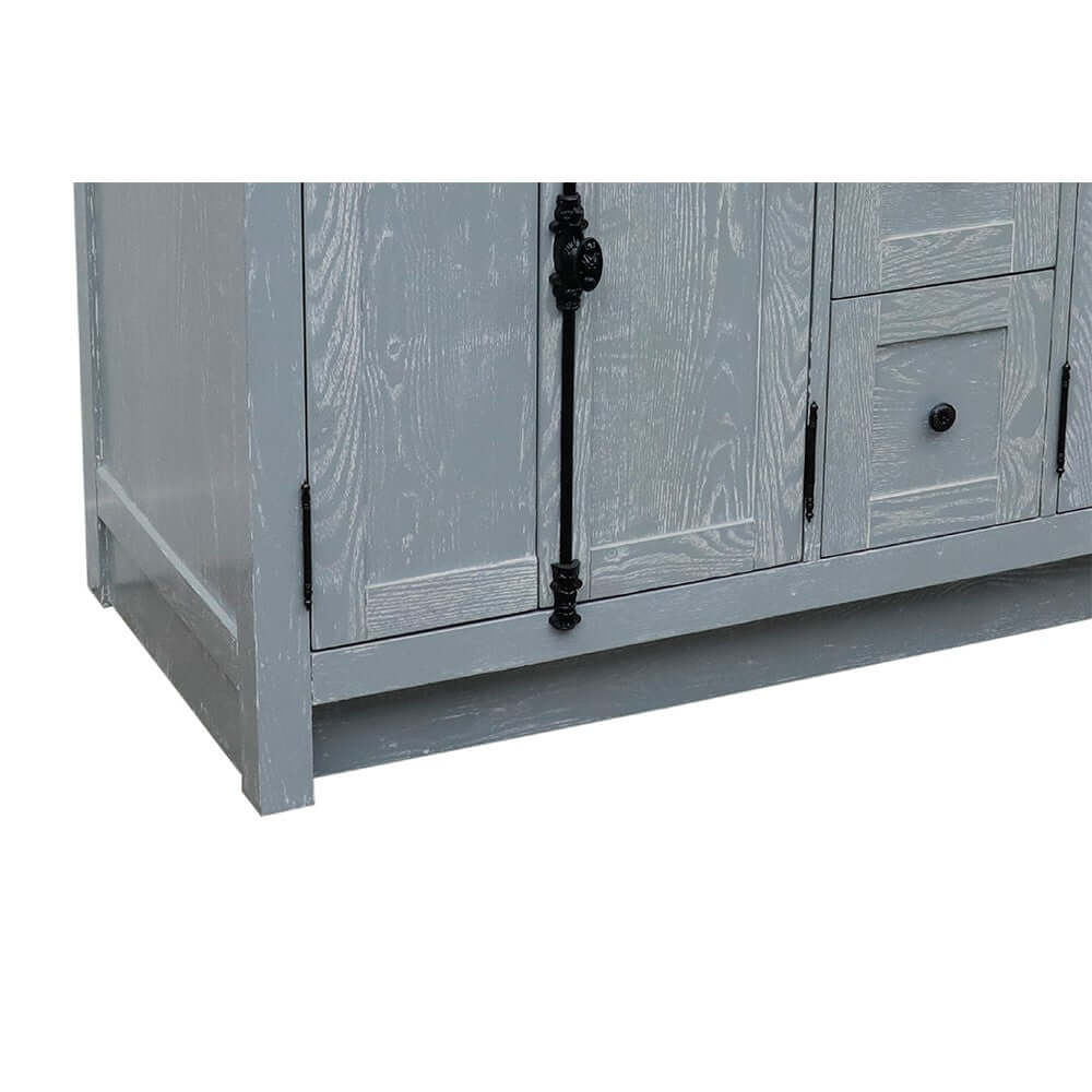 55" Double vanity in Gray Ash finish with White Carrara marble top and rectangle sink - 400100-55-GYA-WM