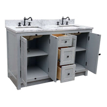 Load image into Gallery viewer, 55&quot; Double vanity in Gray Ash finish with White Carrara marble top and rectangle sink - 400100-55-GYA-WM
