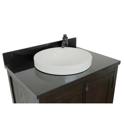 31" Single vanity in Brown Ash finish with Black Galaxy top and round sink - 400100-BA-BGRD