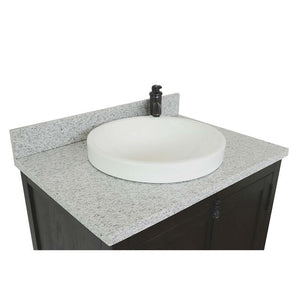 31" Single vanity in Brown Ash finish with Gray granite top and round sink - 400100-BA-GYRD