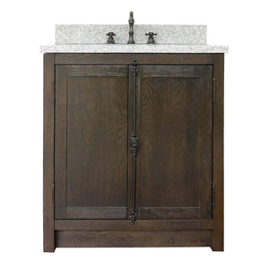 31" Single vanity in Brown Ash finish with Gray granite top and rectangle sink - 400100-BA-GYR