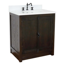 Load image into Gallery viewer, 31&quot; Single vanity in Brown Ash finish with White quartz top and oval sink - 400100-BA-WEO
