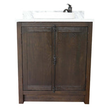 Load image into Gallery viewer, 31&quot; Single vanity in Brown Ash finish with White Carrara top and round sink - 400100-BA-WMRD