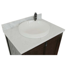Load image into Gallery viewer, 31&quot; Single vanity in Brown Ash finish with White Carrara top and round sink - 400100-BA-WMRD