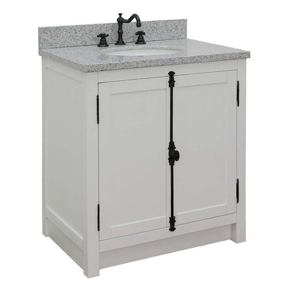 31" Single vanity in Glacier Ash finish with Gray granite top and oval sink - 400100-GA-GYO