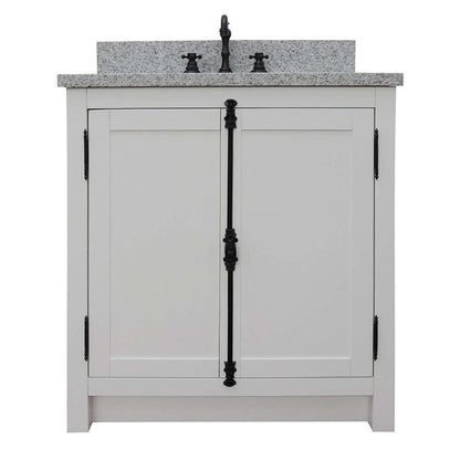 31" Single vanity in Glacier Ash finish with Gray granite top and oval sink - 400100-GA-GYO