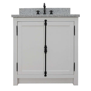 31" Single vanity in Glacier Ash finish with Gray granite top and oval sink - 400100-GA-GYO