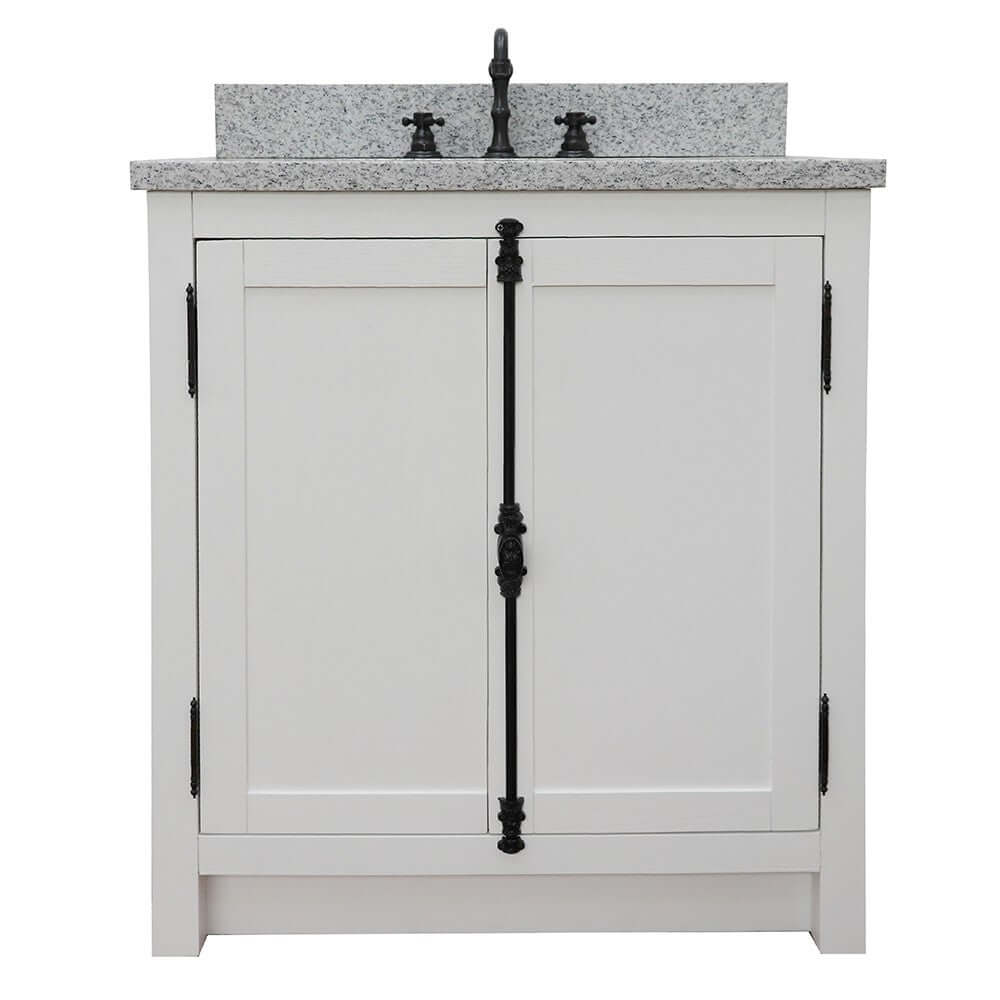 31" Single vanity in Glacier Ash finish with Gray granite top and rectangle sink - 400100-GA-GYR