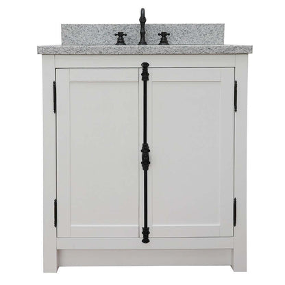 31" Single vanity in Glacier Ash finish with Gray granite top and rectangle sink - 400100-GA-GYR