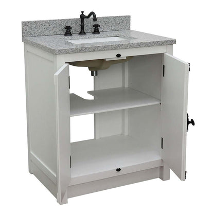 31" Single vanity in Glacier Ash finish with Gray granite top and rectangle sink - 400100-GA-GYR