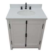 Load image into Gallery viewer, 31&quot; Single vanity in Glacier Ash finish with White Quartz top and oval sink - 400100-GA-WEO