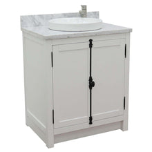 Load image into Gallery viewer, 31&quot; Single vanity in Glacier Ash finish with White Carrara top and round sink - 400100-GA-WMRD