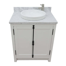Load image into Gallery viewer, 31&quot; Single vanity in Glacier Ash finish with White Carrara top and round sink - 400100-GA-WMRD