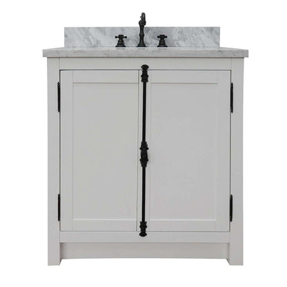 31" Single vanity in Glacier Ash finish with White Carrara top and rectangle sink - 400100-GA-WMR