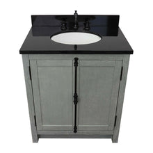 Load image into Gallery viewer, 31&quot; Single vanity in Gray Ash finish with Black Galaxy top and oval sink - 400100-GYA-BGO